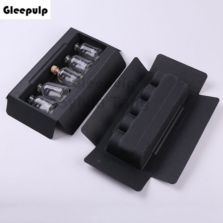 Black Pulp Molded Perfume Bottle Packaging Insert Tray  